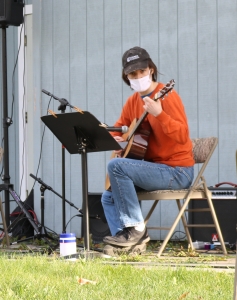 Jake with mask at Guitar Lessons Ithaca Student Concert 2020