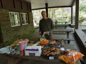 Student at food table, Student Party 2021