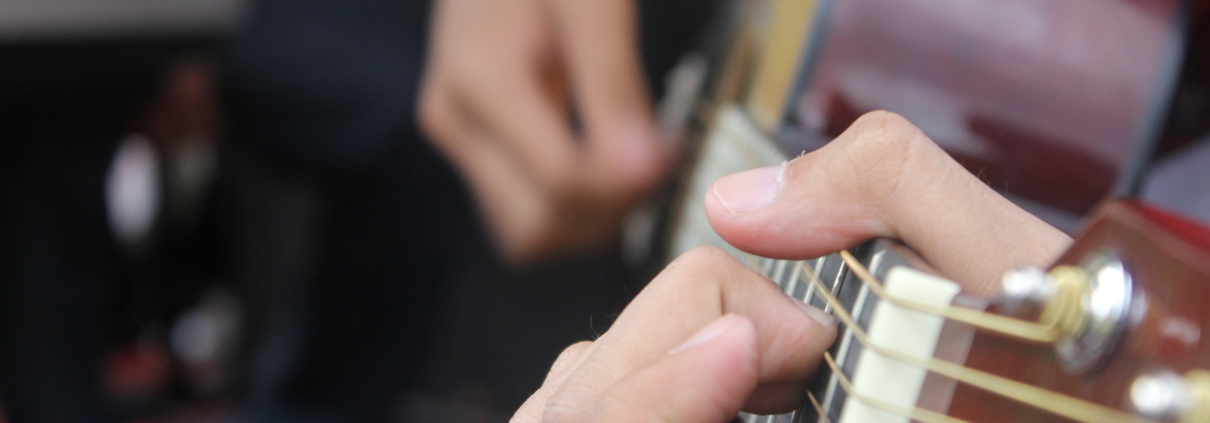 neck and fretboards picture with man playing