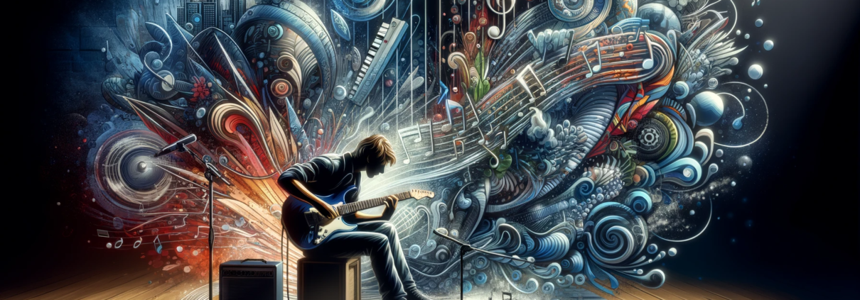 guitarist deeply immersed