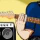 guitarist using finger sleeve
