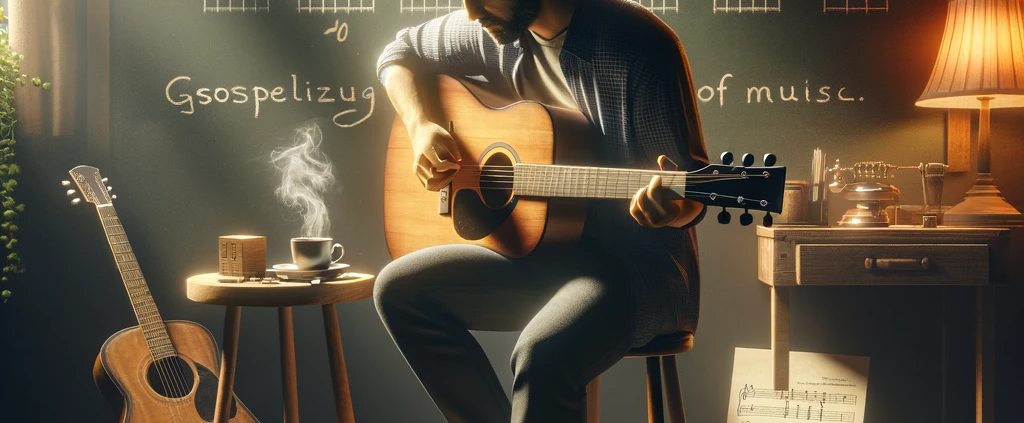 gospel guitarist on stool