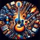 guitar showcased by multiple instruments