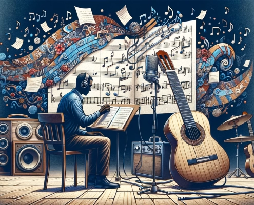 composer with guitar