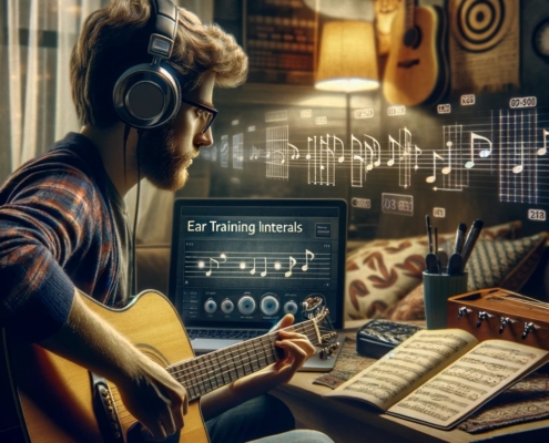guitarist practicing ear training