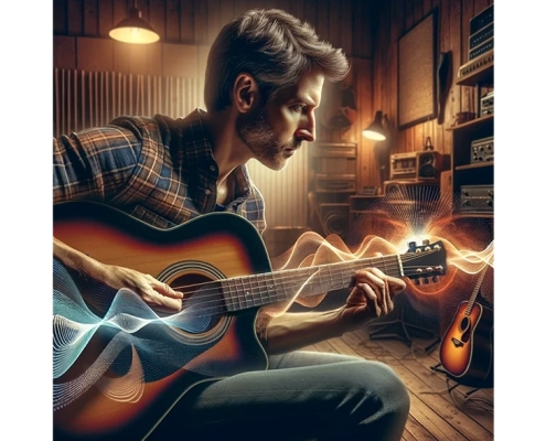 guitarist working on balancing volume of strumming vs. picking