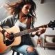 woman strumming guitar at faster tempos
