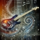 An abstract digital artwork representing the concept of mastering the bass guitar fretboard.