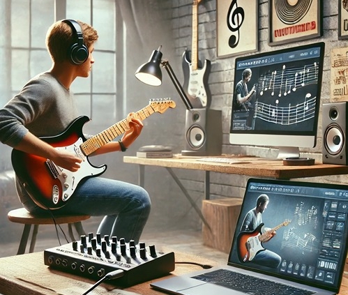 guitar lessons myrtle beach student using technology