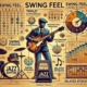 An educational illustration explaining swing feel in jazz rhythm.