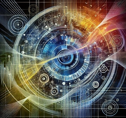 An abstract, visually striking digital artwork representing polyrhythms in music.