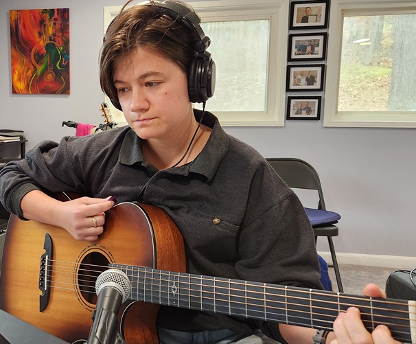 Jenna Petrone recording for student album volume 8