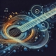 An abstract digital artwork illustrating seamless movement across the guitar fretboard, with interconnected arpeggio shapes.