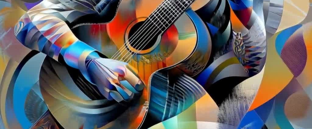 multidimensional painting of guitarist