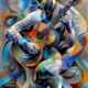 multidimensional painting of guitarist