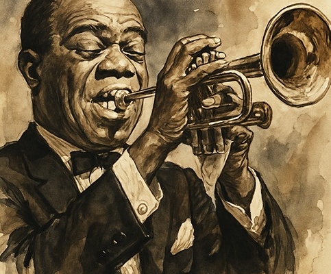 drawing of louis armstrong
