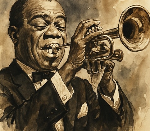 drawing of louis armstrong