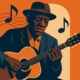 man playing the blues on guitar