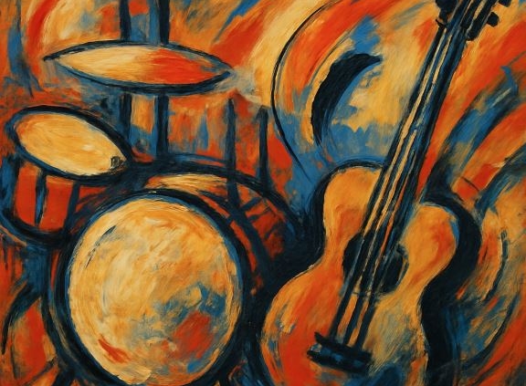 abstract drawing of bass and drums doing rhythmic groupings