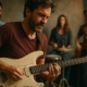 guitarist playing in a band